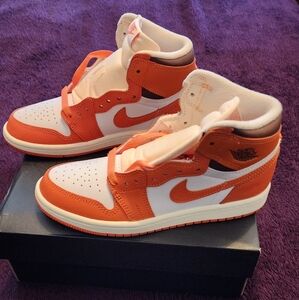 Jordan 1 Retro High OG White/Starfish-Cacao/White" Kids Shoe; Size 2Y